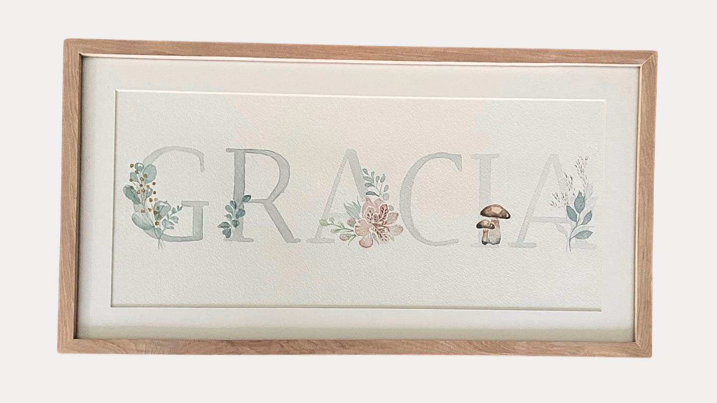 Cuadro de Nombre Personalizado en Acuarela